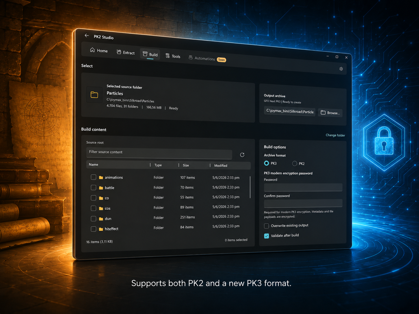 PK Studio build workflow and queue screen
