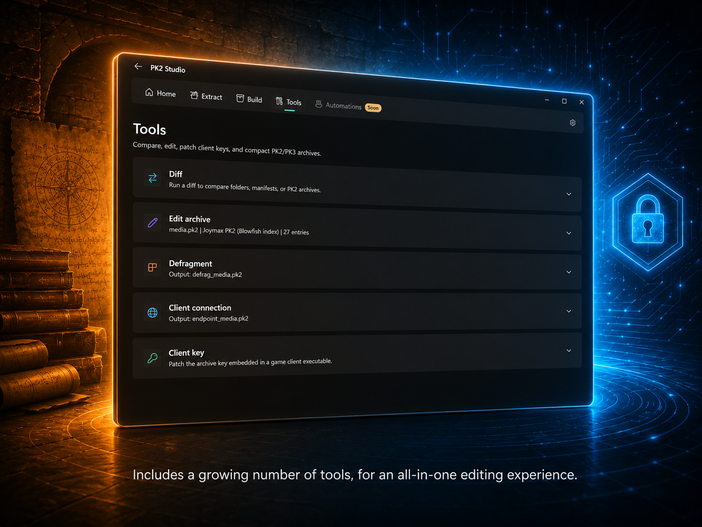 PK Studio tools and utility panel