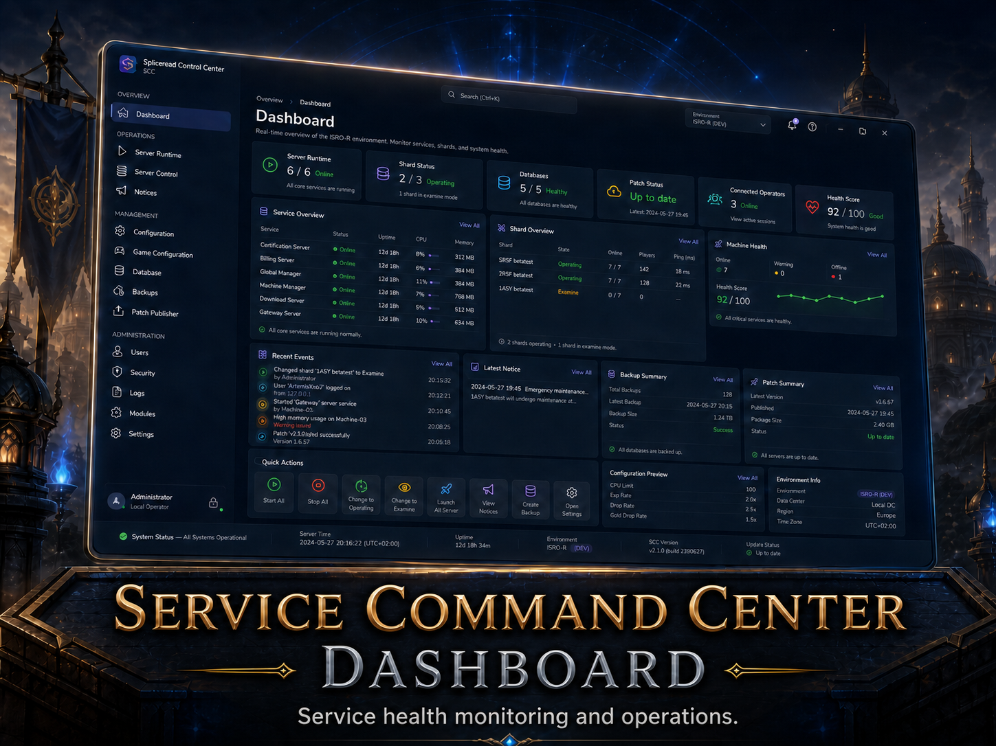 Server Command Center dashboard screenshot