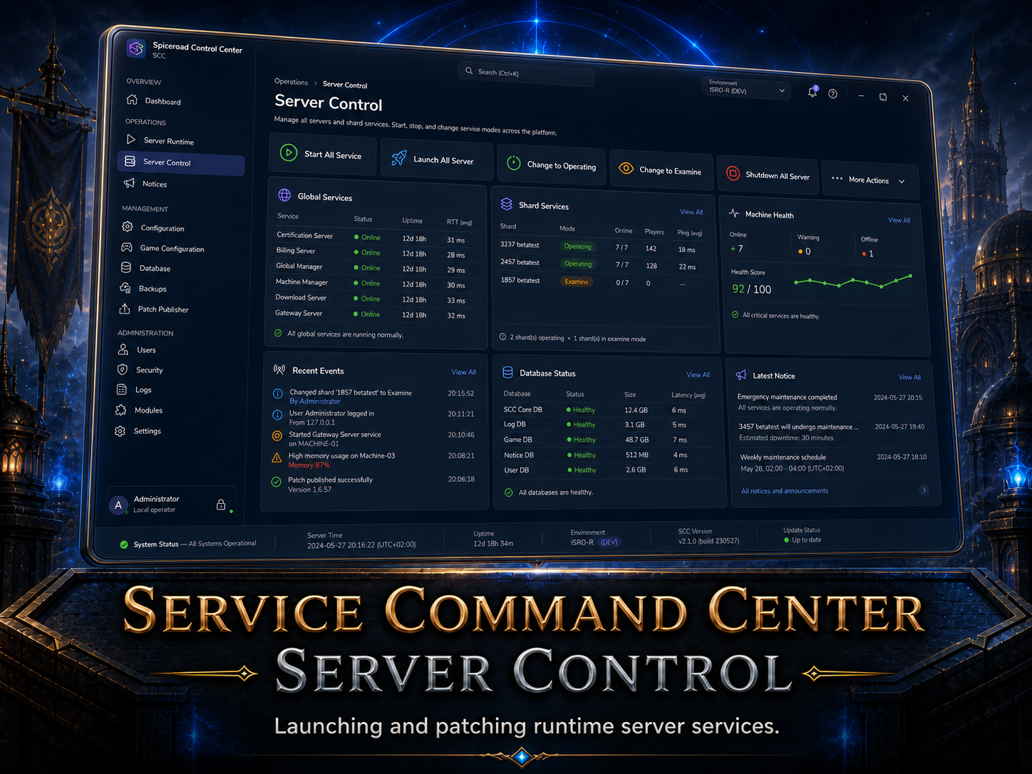 Server Command Center server page screenshot